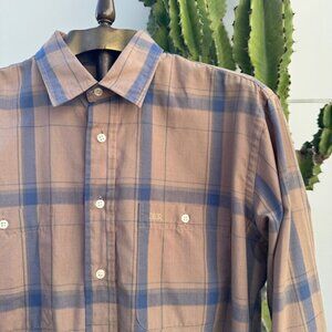 Christian Dior Men's Plaid Button Down Shirt Size L